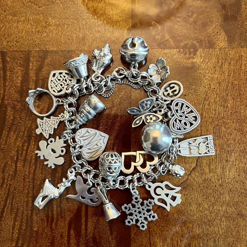 James Avery bracelet w/ 24 charms, 10 retired
